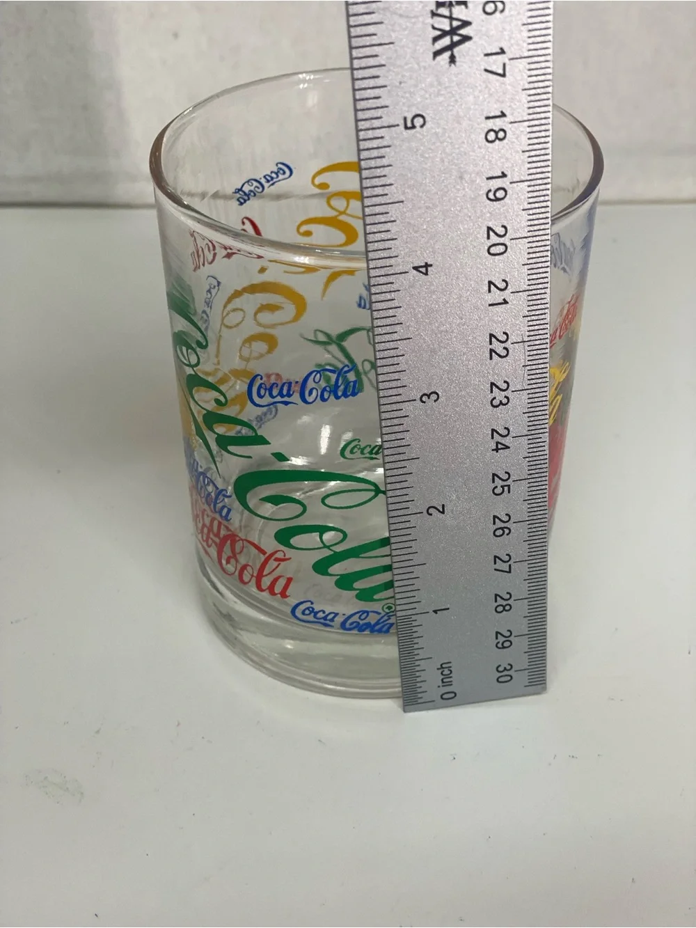 Coca Cola Multicolor 12 Ounce Glass Retro 1980's Rocks Collectible Colorful Fun